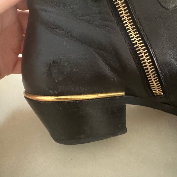 Chloe Susanna Studded Leather Ankle Boots in black and gold. - Picture 7 of 13